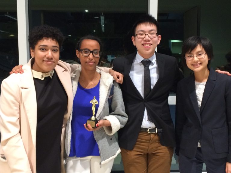 Four participants of the Tournament, consist of freshman Brian Nguyen, freshman Rasmee Ky, sophomore Birukti Tsige and junior Carla Rosales-McFarlane. Picture submitted by Candra Cho.