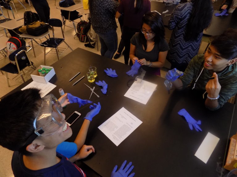 Members of the Chemistry Club Prepare for an Experiment. Photo Taken by Falyn Kelley