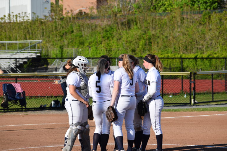 The Softball team in a meeting. Photo by Jesaias Benitez.