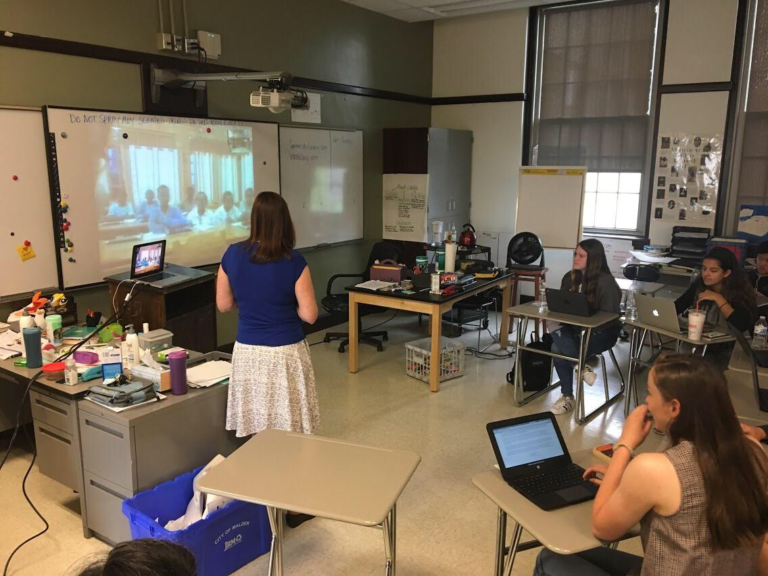 The period two World History class engaged in the video call. Photo submitted by Kerry Veritas.