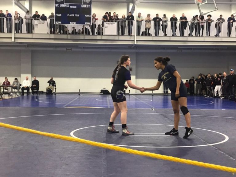 Sophomore Yohanni Costa shakes hands with her opponent before her final match. Photo submitted by Costa